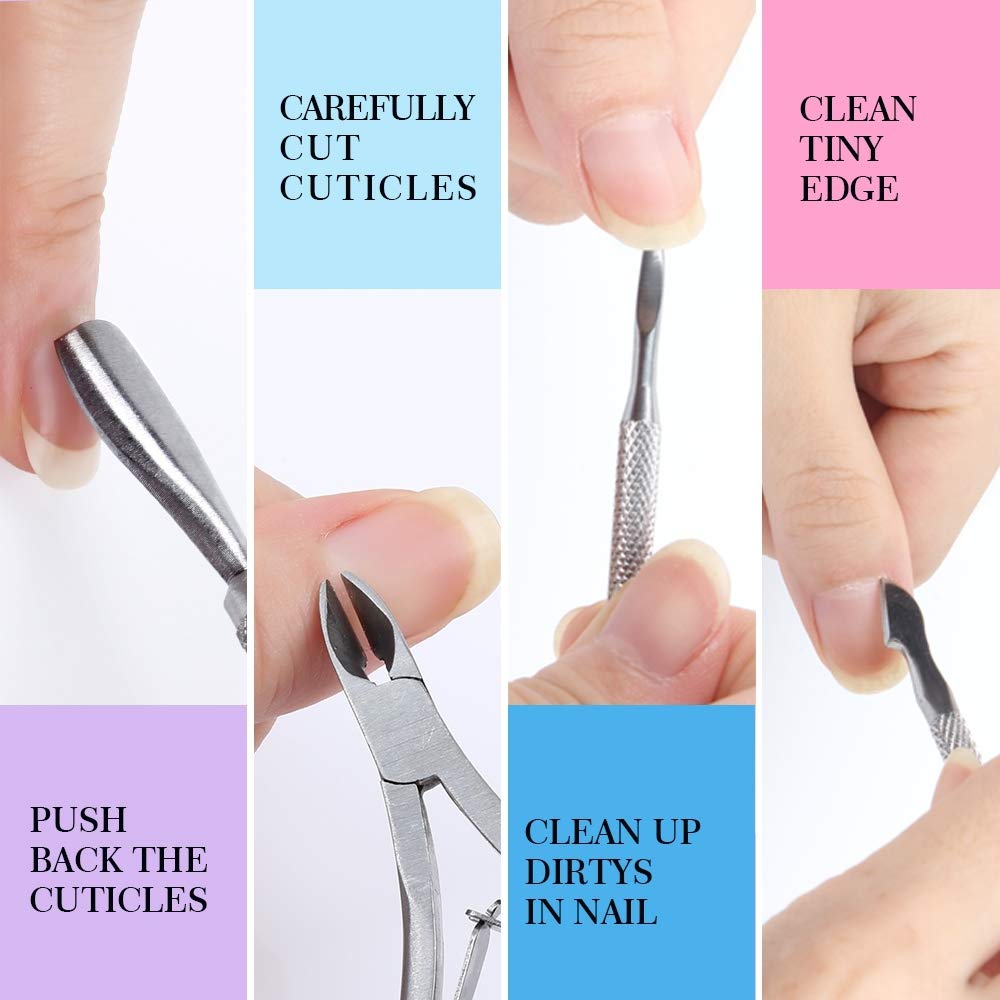 Nail File and Buffer- 3pcs Double Sided Nail File, Rectangular Nail Buffer, Buffer Block Sponge Polished, Nail Brush, Come with Cuticle Nipper and Pusher, Perfect Manicure Tool Kit for Shiny Nail - Image 4